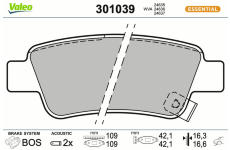 Sada brzdových destiček, kotoučová brzda VALEO 301039