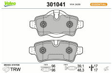 Sada brzdových destiček, kotoučová brzda VALEO 301041