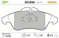 Sada brzdových destiček, kotoučová brzda VALEO 301044
