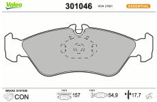 Sada brzdových destiček, kotoučová brzda VALEO 301046