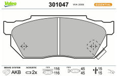 Sada brzdových destiček, kotoučová brzda VALEO 301047
