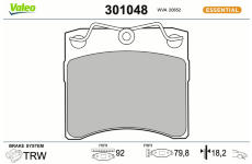 Sada brzdových destiček, kotoučová brzda VALEO 301048
