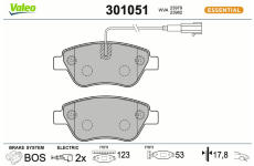 Sada brzdových destiček, kotoučová brzda VALEO 301051