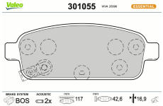 Sada brzdových destiček, kotoučová brzda VALEO 301055