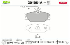 Sada brzdových destiček, kotoučová brzda VALEO 301061A
