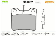 Sada brzdových destiček, kotoučová brzda VALEO 301062