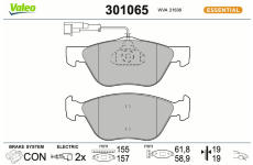 Sada brzdových destiček, kotoučová brzda VALEO 301065