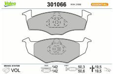 Sada brzdových destiček, kotoučová brzda VALEO 301066