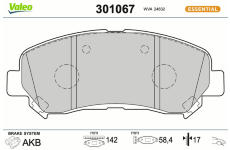 Sada brzdových destiček, kotoučová brzda VALEO 301067