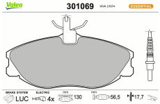 Sada brzdových destiček, kotoučová brzda VALEO 301069