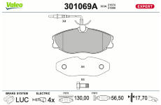 Sada brzdových destiček, kotoučová brzda VALEO 301069A