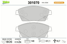 Sada brzdových destiček, kotoučová brzda VALEO 301070