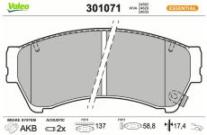 Sada brzdových destiček, kotoučová brzda VALEO 301071
