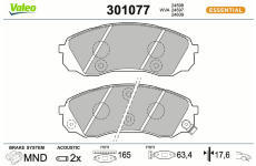 Sada brzdových destiček, kotoučová brzda VALEO 301077