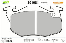 Sada brzdových destiček, kotoučová brzda VALEO 301081
