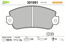 Sada brzdových destiček, kotoučová brzda VALEO 301091