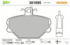 Sada brzdových destiček, kotoučová brzda VALEO 301095