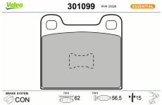 Sada brzdových destiček, kotoučová brzda VALEO 301099