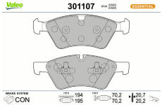 Sada brzdových destiček, kotoučová brzda VALEO 301107