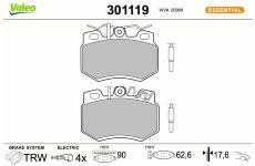 Sada brzdových destiček, kotoučová brzda VALEO 301119