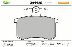 Sada brzdových destiček, kotoučová brzda VALEO 301125