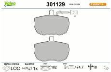 Sada brzdových destiček, kotoučová brzda VALEO 301129
