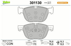 Sada brzdových destiček, kotoučová brzda VALEO 301130