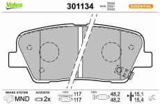 Sada brzdových destiček, kotoučová brzda VALEO 301134