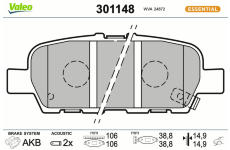 Sada brzdových destiček, kotoučová brzda VALEO 301148