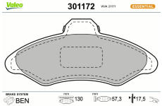 Sada brzdových destiček, kotoučová brzda VALEO 301172