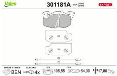Sada brzdových destiček, kotoučová brzda VALEO 301181A