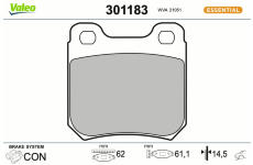 Sada brzdových destiček, kotoučová brzda VALEO 301183