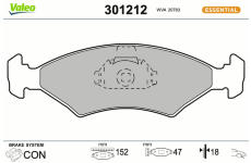 Sada brzdových destiček, kotoučová brzda VALEO 301212