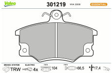 Sada brzdových destiček, kotoučová brzda VALEO 301219