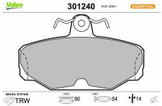 Sada brzdových destiček, kotoučová brzda VALEO 301240