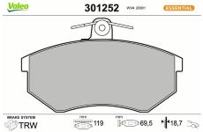 Sada brzdových destiček, kotoučová brzda VALEO 301252
