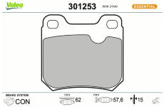 Sada brzdových destiček, kotoučová brzda VALEO 301253