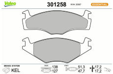 Sada brzdových destiček, kotoučová brzda VALEO 301258