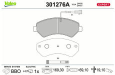 Sada brzdových destiček, kotoučová brzda VALEO 301276A