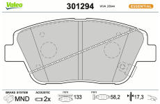 Sada brzdových destiček, kotoučová brzda VALEO 301294