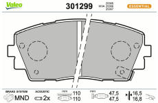 Sada brzdových destiček, kotoučová brzda VALEO 301299