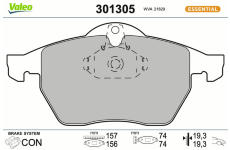 Sada brzdových destiček, kotoučová brzda VALEO 301305