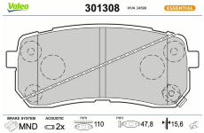 Sada brzdových destiček, kotoučová brzda VALEO 301308