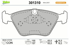 Sada brzdových destiček, kotoučová brzda VALEO 301310