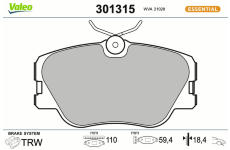 Sada brzdových destiček, kotoučová brzda VALEO 301315