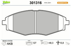 Sada brzdových destiček, kotoučová brzda VALEO 301316