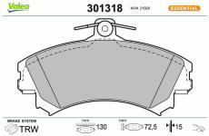 Sada brzdových destiček, kotoučová brzda VALEO 301318