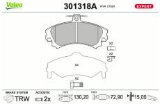 Sada brzdových destiček, kotoučová brzda VALEO 301318A