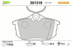 Sada brzdových destiček, kotoučová brzda VALEO 301319