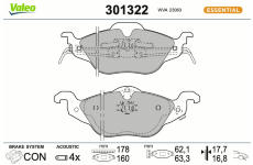 Sada brzdových destiček, kotoučová brzda VALEO 301322